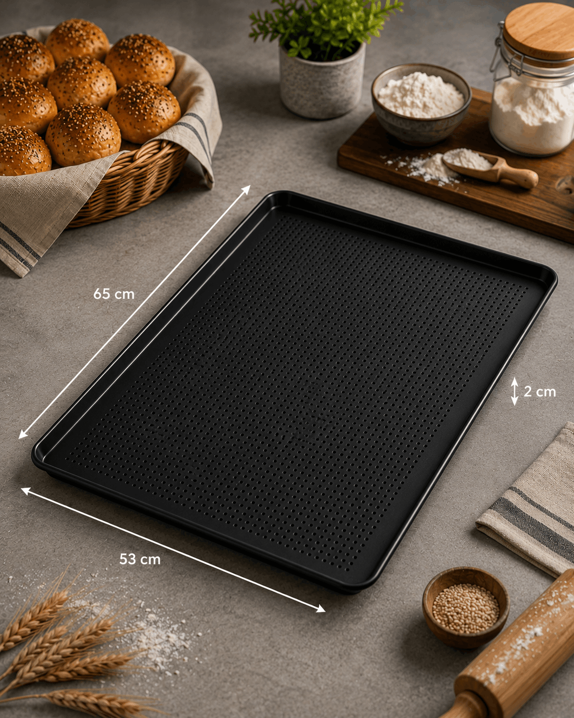 53x65 cm Delikli Teflonlu Poğaça Tepsisi ürün resmi | Teflonlu ve Kaynaklı Tepsiler 53x65 cm Delikli Teflonlu Poğaça Tepsisi ürün görseli