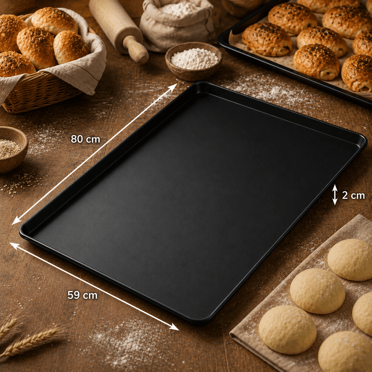 59x80 cm Düz Teflonlu Poğaça Tepsisi — Teflonlu ve Kaynaklı Tepsiler model görseli 59x80 cm Düz Teflonlu Poğaça Tepsisi Teflonlu ve Kaynaklı Tepsiler model görseli