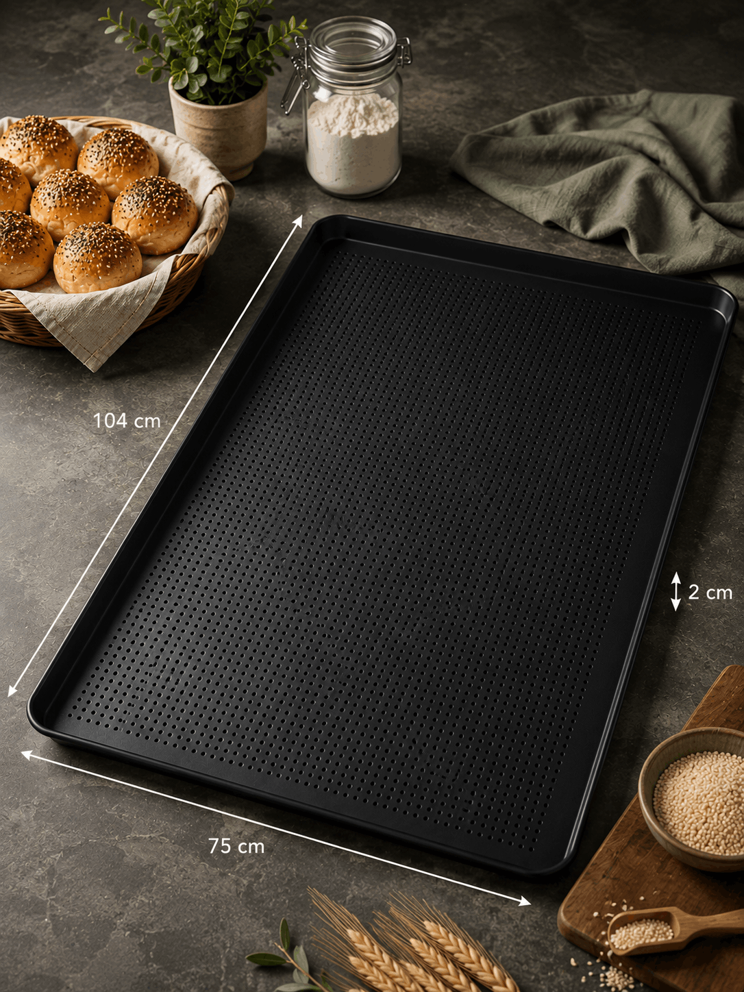 75x104 cm Delikli Teflonlu Poğaça Tepsisi | Teflonlu ve Kaynaklı Tepsiler 75x104 cm Delikli Teflonlu Poğaça Tepsisi ürün detay fotoğrafı